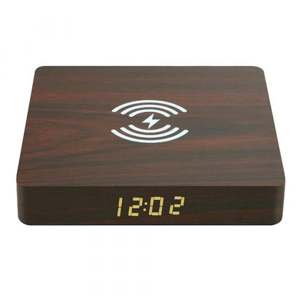 Portable Wireless Wooden Charging Pad and Digital Alarm Clock_1