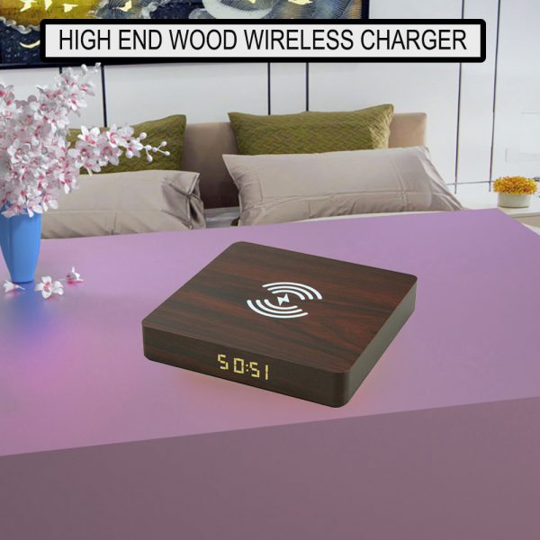 Portable Wireless Wooden Charging Pad and Digital Alarm Clock_5