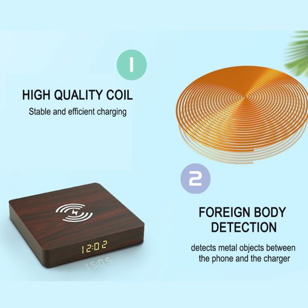 Portable Wireless Wooden Charging Pad and Digital Alarm Clock_9