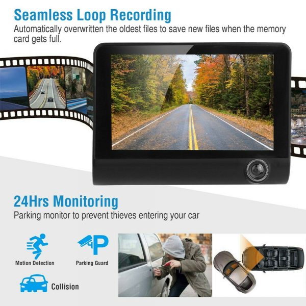 HD Front Rear & Interior Three Lens Car Dashboard Camera_9
