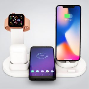 3-in-1 Wireless Charging Dock for QI Devices- USB Powered
