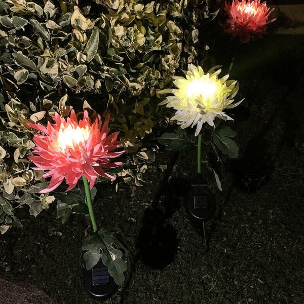 Waterproof Solar Powered Chrysanthemum Garden Stake Lights_6