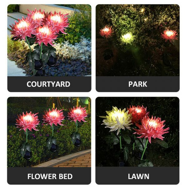Waterproof Solar Powered Chrysanthemum Garden Stake Lights_10