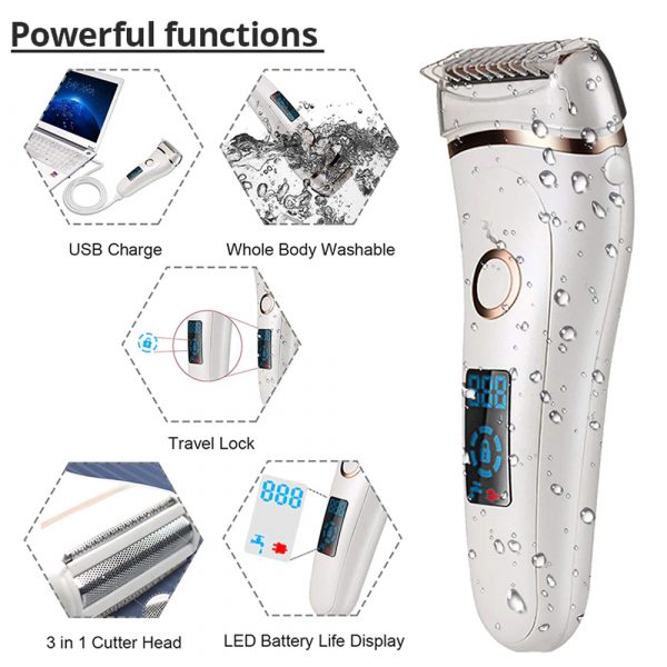 USB Electric Waterproof Hair Trimmer Epilator with LCD Display_15