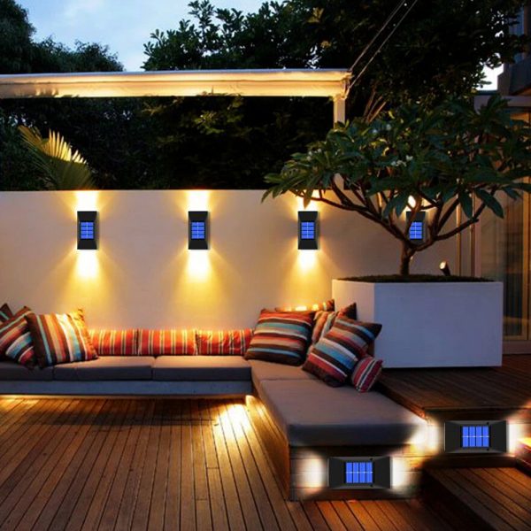 2pcs LED Outdoor Garden Solar Powered LED Wall Lamps_2