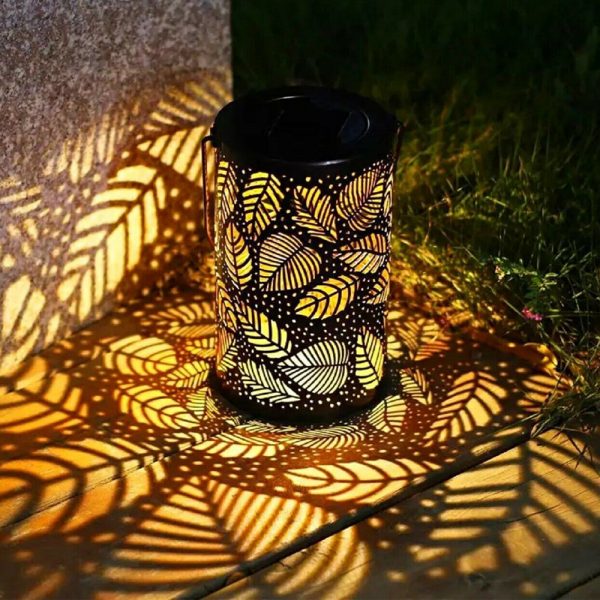 Outdoor Decorative Retro Leaf-Shadow Solar Powered Lantern_1