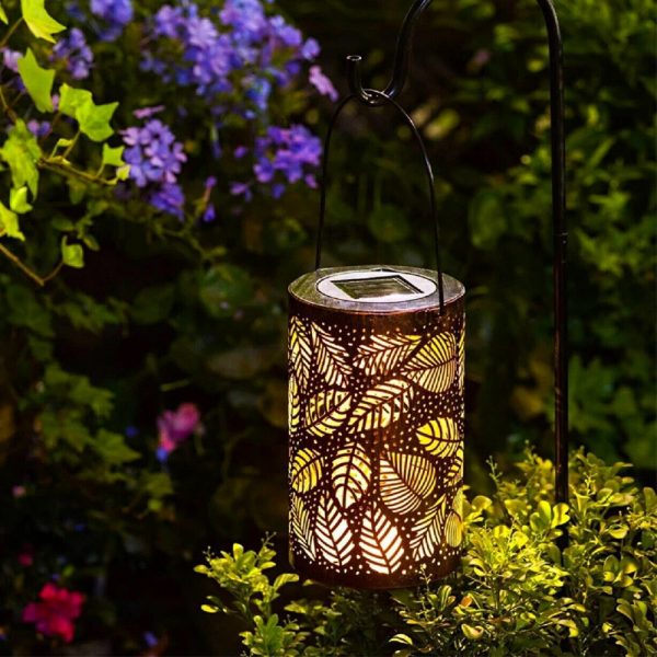 Outdoor Decorative Retro Leaf-Shadow Solar Powered Lantern_3