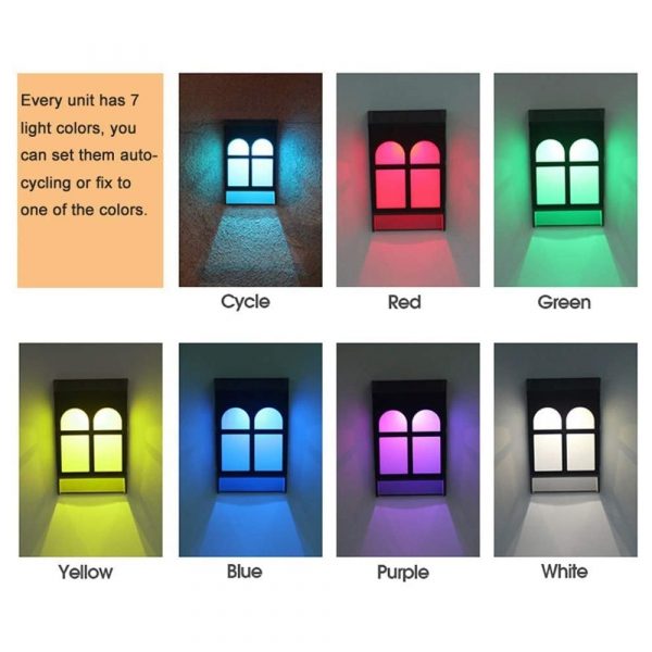 7 Light Colors Solar Powered Outdoor LED Fence Lights_6