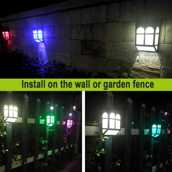 7 Light Colors Solar Powered Outdoor LED Fence Lights_9