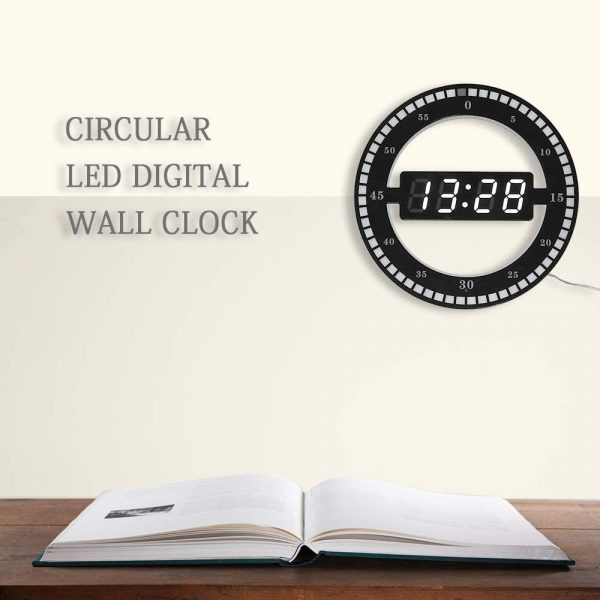 LED Digital Modern Design Dual-Use Dimming Circular Clocks_4