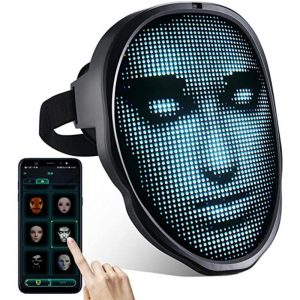 LED Face Transforming Luminous Face Mask for Parties- Battery Powered/USB Rechargeable