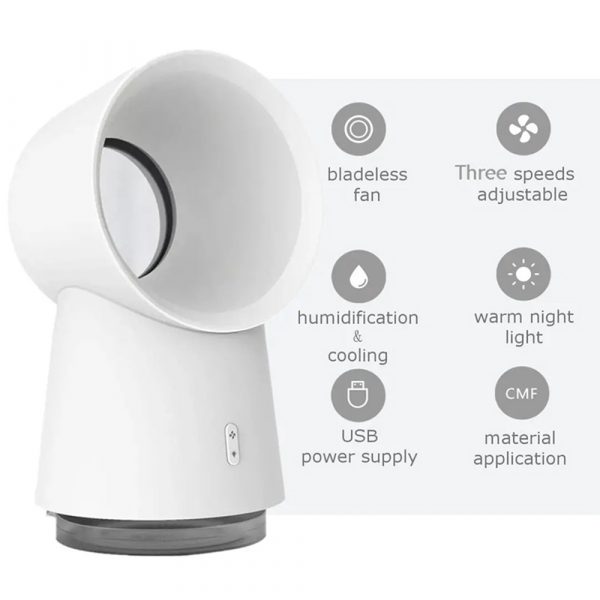 3 in 1 Mini Cooling Fan Bladeless Desktop Mist Humidifier w/ LED Light_8