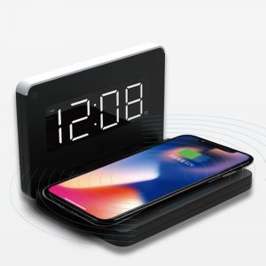Foldable Wireless Charger for QI Devices and Digital Clock- USB Powered