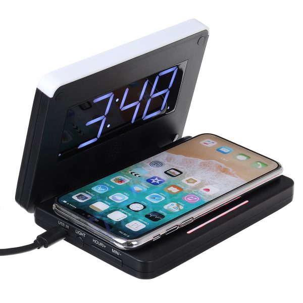 2-in-1 Foldable Wireless Charger for QI Devices and Digital Clock_0