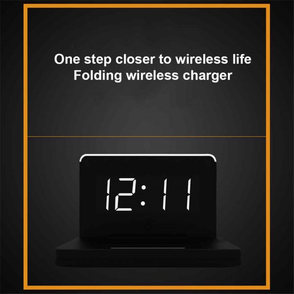 2-in-1 Foldable Wireless Charger for QI Devices and Digital Clock_2