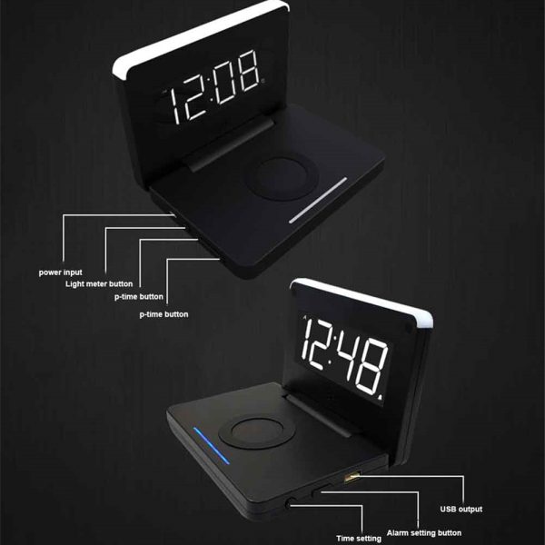 2-in-1 Foldable Wireless Charger for QI Devices and Digital Clock_4