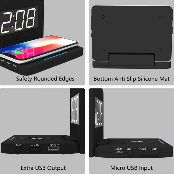 2-in-1 Foldable Wireless Charger for QI Devices and Digital Clock_5