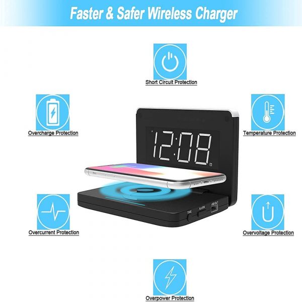 2-in-1 Foldable Wireless Charger for QI Devices and Digital Clock_7