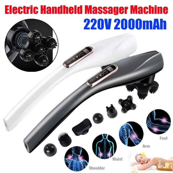 Electric Handheld Back Massager with 6 Interchangeable Heads_4