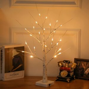 LED Illuminated Birch Tree for Home and Holiday Decoration- USB Charging