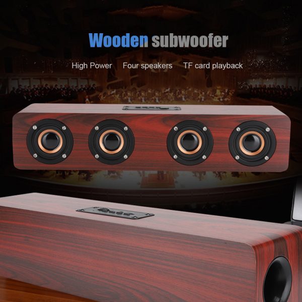 W8 Wooden Wireless Heavy Bass Speaker and Subwoofer Soundbar_4