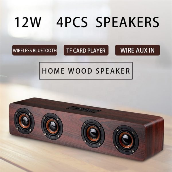 W8 Wooden Wireless Heavy Bass Speaker and Subwoofer Soundbar_5