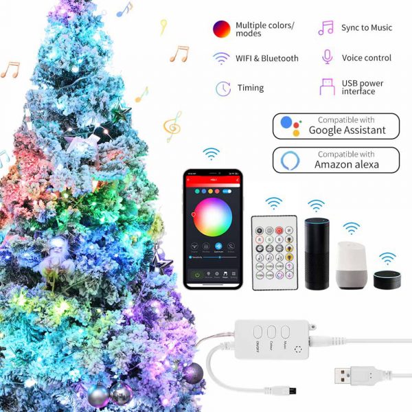 USB Interface Remote and APP Controlled LED Holiday String Lights_9