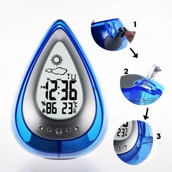 Water Operated Digital Clock Alarm Clock Time Date Temperature_13