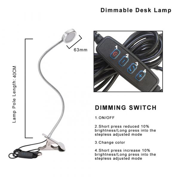 Clamp-on USB Interface LED Light Task and Reading Lamp_3