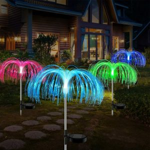 Solar Powered Fiber Optic Outdoor Decorative Fireworks Lights