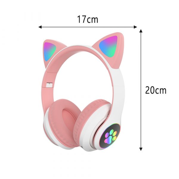 Flashing Light BT Wireless Cat Ear Headset with Mic- USB Charging_9