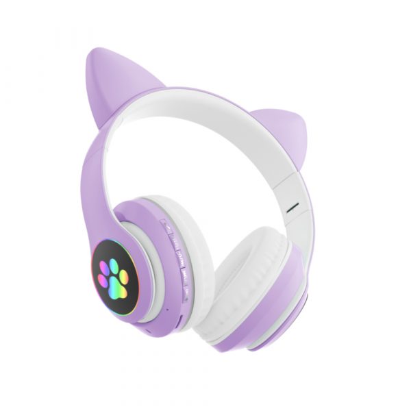 Flashing Light BT Wireless Cat Ear Headset with Mic- USB Charging_1