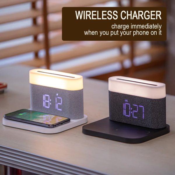 3-in-1 Wireless Charger Alarm Clock and Adjustable Night Light- USB Power Supply_2