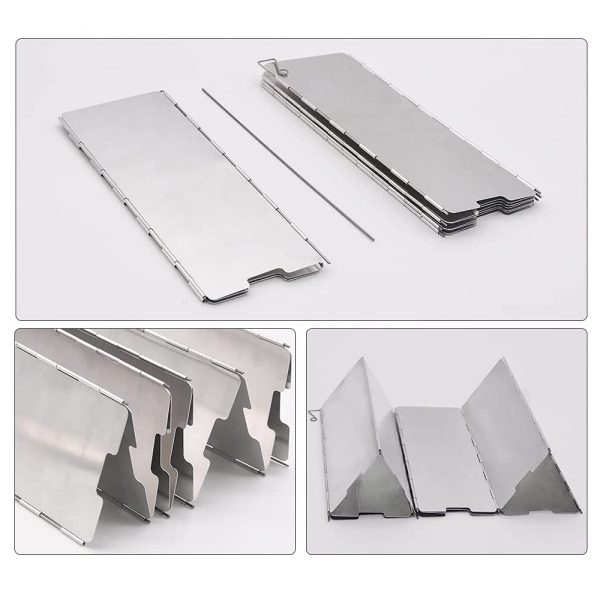 10 Plates Foldable Aluminum Alloy Camping Stove Windshield_8