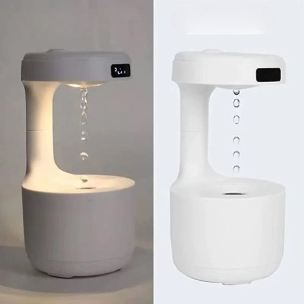Anti-Gravity Droplet Humidifier with LED Smart Display Clock - USB Rechargeable_5