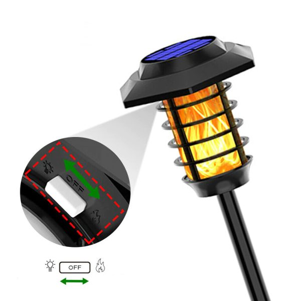 1/2 Pcs Solar Powered Outdoor Flickering Flame Pathway Torch Light_3