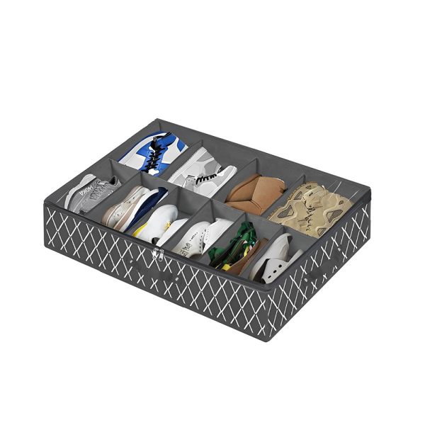 10 Grids Foldable Under the Bed Shoe Storage and Organizer_0