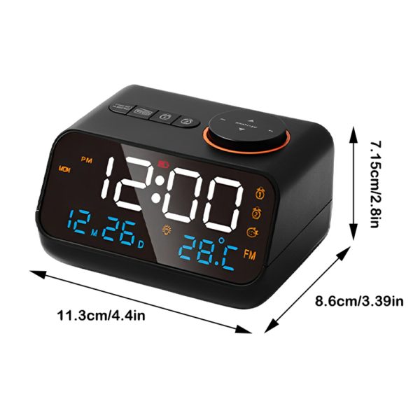 FM Radio LED Alarm Clock with Temperature and Humidity Meter - USB Rechargeable_2