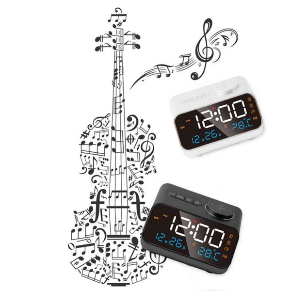FM Radio LED Alarm Clock with Temperature and Humidity Meter - USB Rechargeable_5