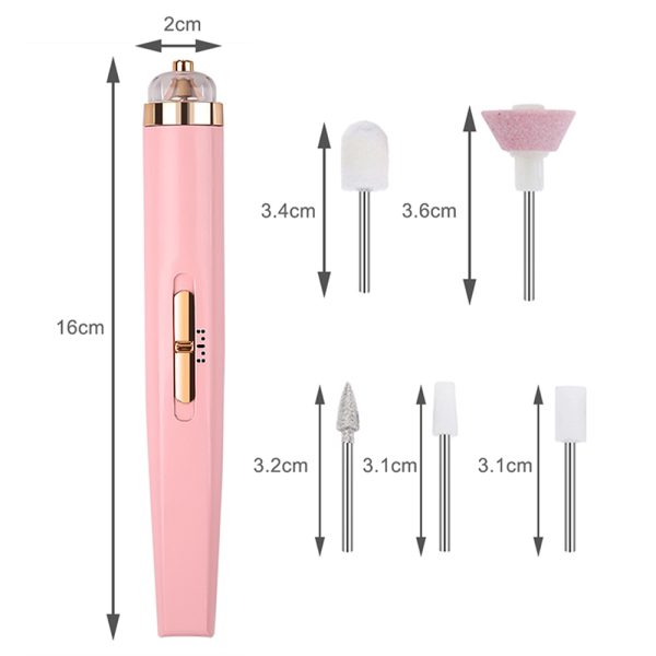 5 IN 1 Electric Nail Drill Kit Full Manicure and Pedicure Tool - USB Rechargeable_7