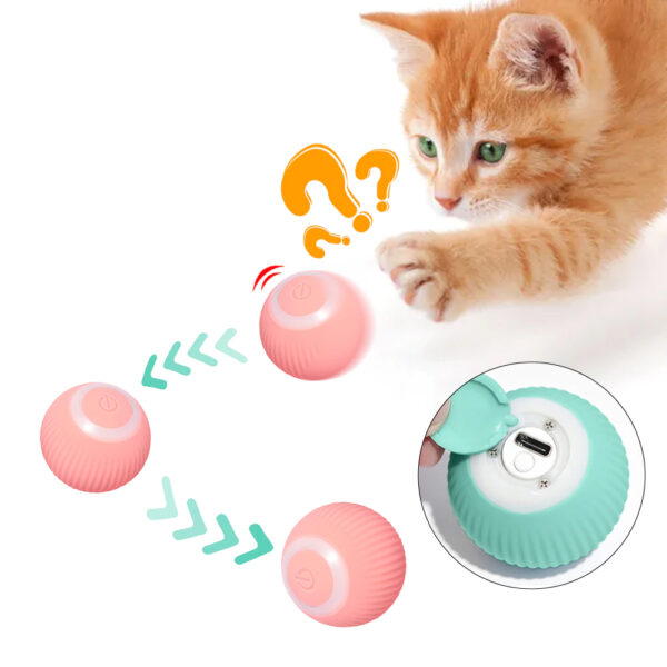 360° Rotating Hunting Kitten Toy with LED Light- USB Rechargeable_0