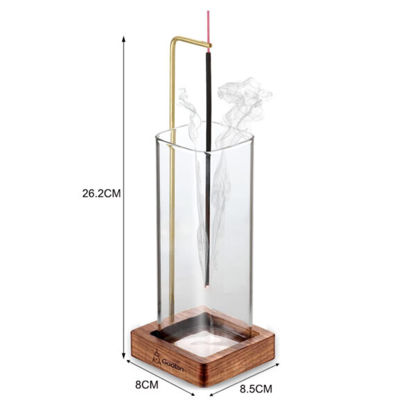 Inverted Vertical Incense Stick Holder Glass Bottle with Ash Catcher_9