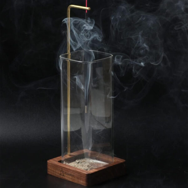 Inverted Vertical Incense Stick Holder Glass Bottle with Ash Catcher_6