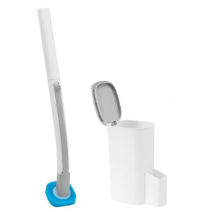 Wall-Mounted Toilet Brush Set with Storage Caddy and 8 Refill Heads