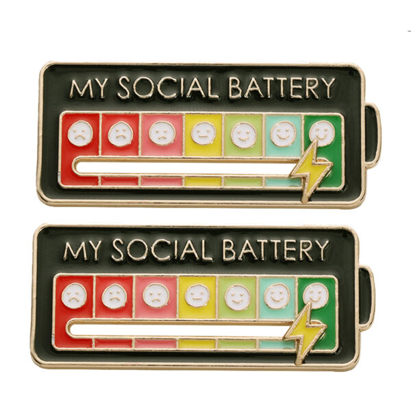 Creative Social Battery Energy Enamel Pins Mood Jewelry Brooches_13