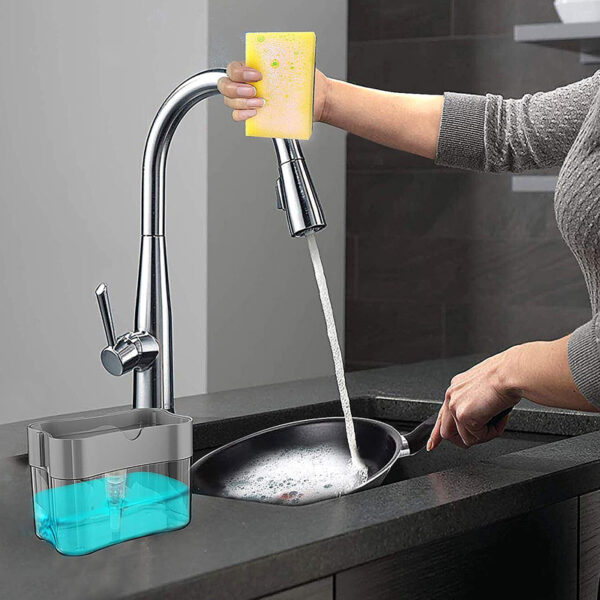 Soap Dispenser Instant Refill Dishwashing Soap Pump and Sponge Holder_14