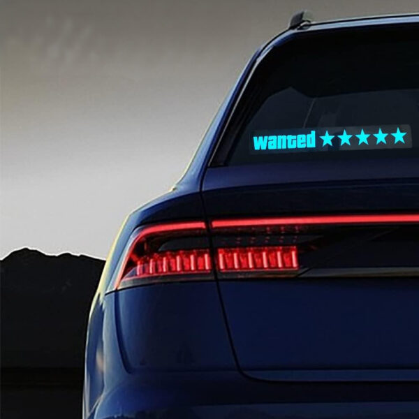 LED Light-Emitting Car Window Sticker Bold 'WANTED' Design-Powered_5
