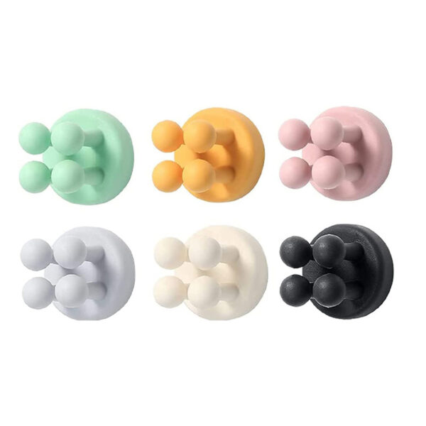 Pack of 6 Self Adhesive Holder Suction Cup Silicon Hook Organizer_0