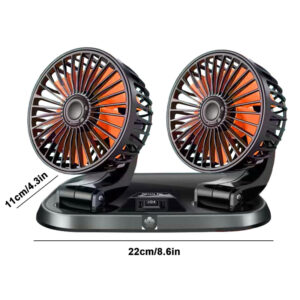 Speed Adjustable Portable Dual Head Car Cooling Fan with Parking Sign