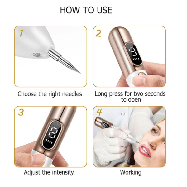 9 Speed LCD Display Mole Pimple Tag Tattoo Remover- USB Charging_8